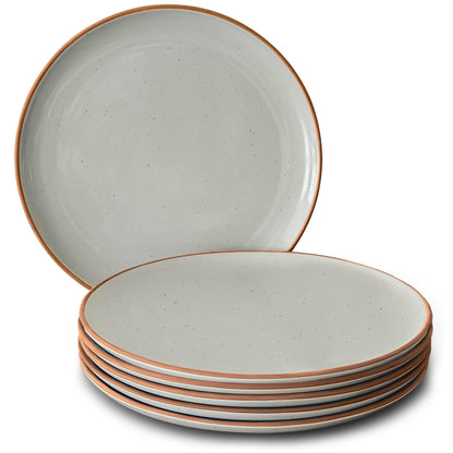 Mora Ceramic Dinner Plates Set of 6, 10 inch Dish Set - Microwave, Oven, and Dishwasher Safe, Scratch Resistant, Modern Rustic Dinnerware- Kitchen Porcelain Serving Dishes - Vanilla White