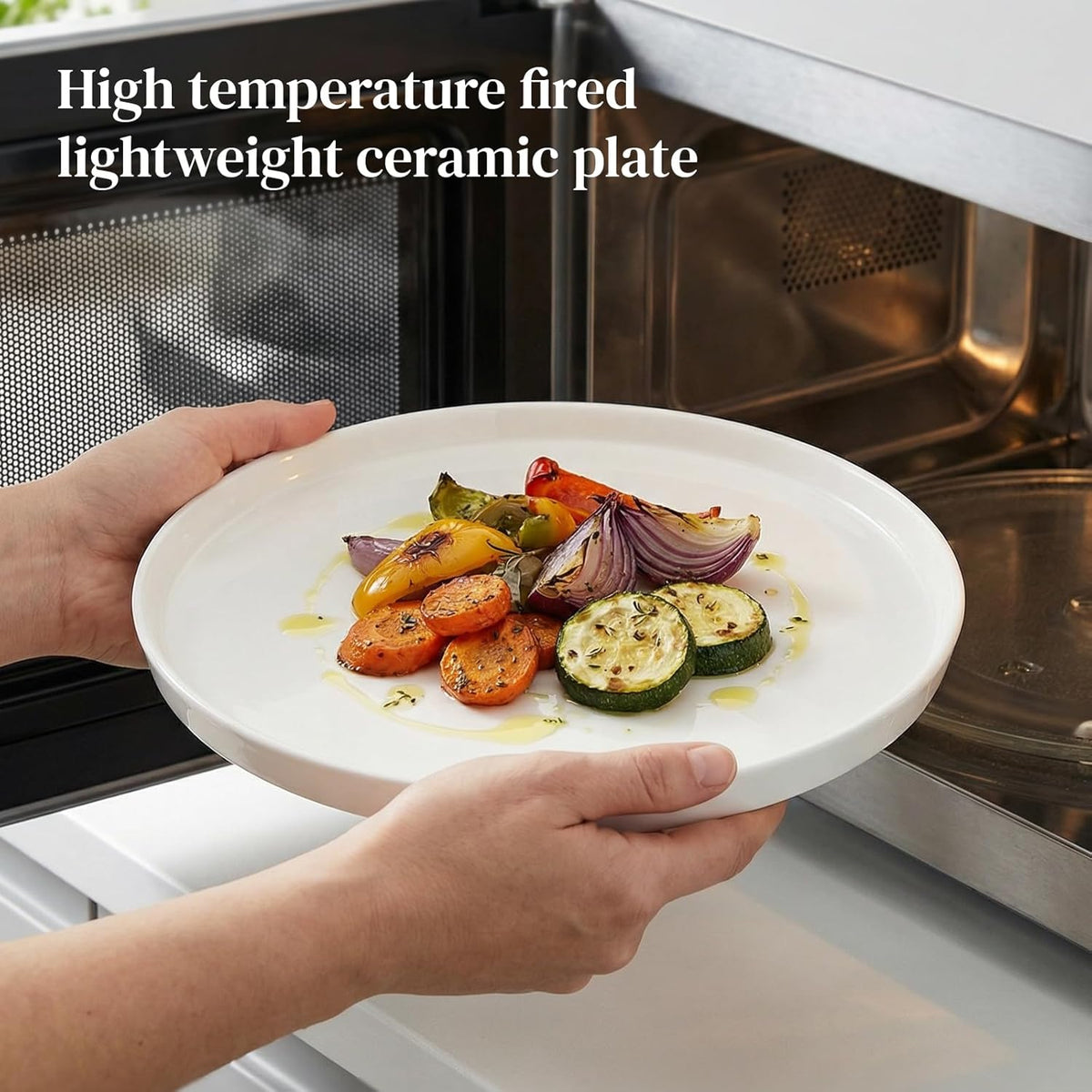 DOWAN 10" Porcelain Dinner Plates Set of 6, Ceramic White Dessert Plates Set for Salad, Pasta, Steak - Appetizer Plates, Dining Plates for Parties, Restaurant - Dishwasher & Microwave Safe - Gifts