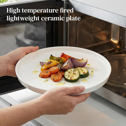 DOWAN 10" Porcelain Dinner Plates Set of 6, Ceramic White Dessert Plates Set for Salad, Pasta, Steak - Appetizer Plates, Dining Plates for Parties, Restaurant - Dishwasher & Microwave Safe - Gifts