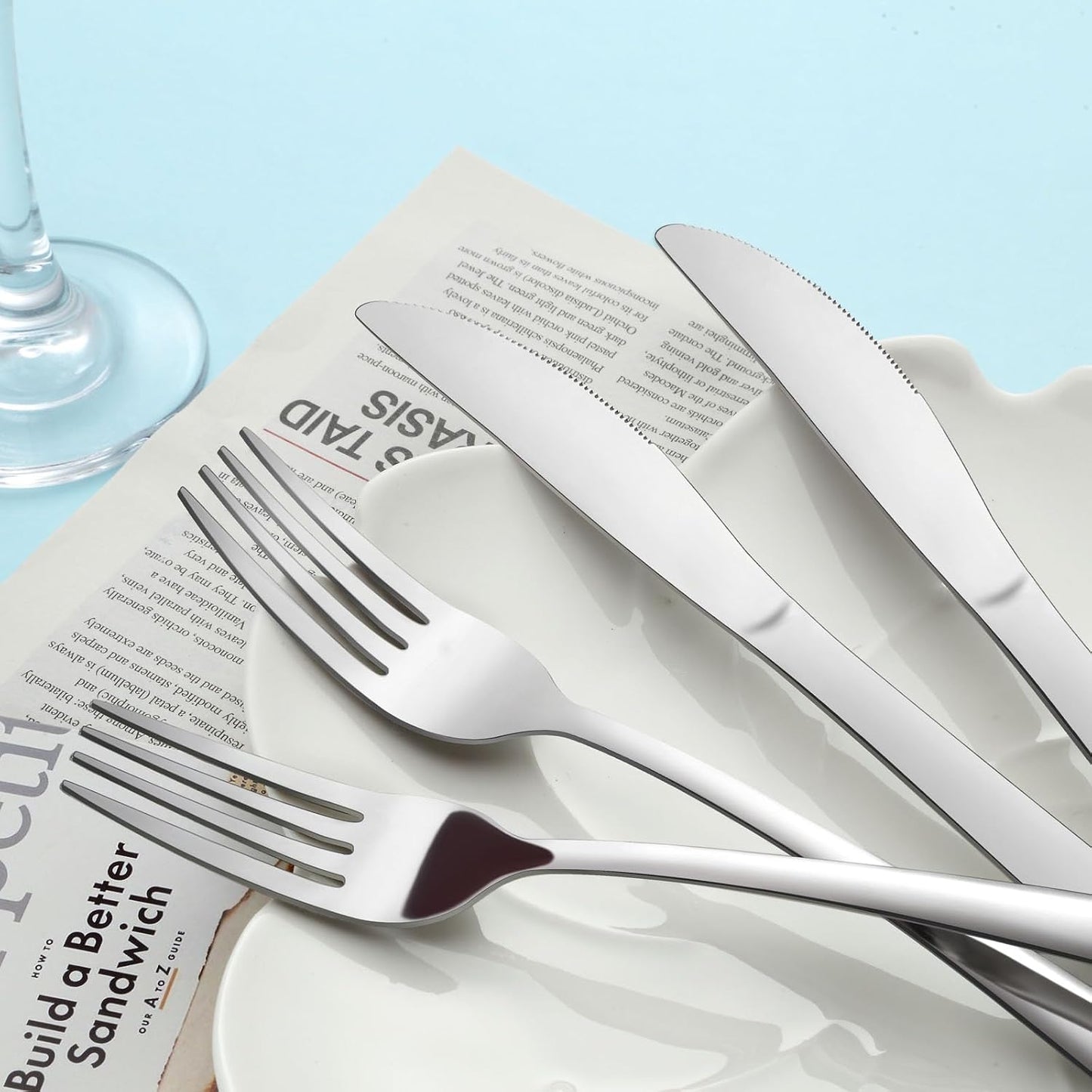 24 Pieces Forks and Knives Set, Food Grade Stainless Steel Silverware Set with 12 Knives & 12 Forks, Fork Silverware, Butter Knife, Metal Fork & Dinner Knife, Mirror Polished, Dishwasher Safe