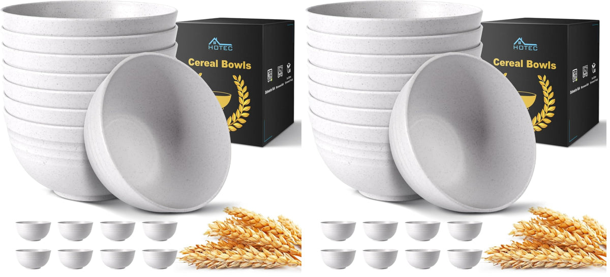 HOTEC BPA Free Unbreakable Wheat Straw Cereal Bowls - Microwave & Dishwasher Safe Soup and Salad Bowls, Set of 8, 26oz, Multicolor