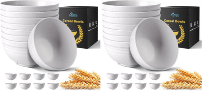 HOTEC BPA Free Unbreakable Wheat Straw Cereal Bowls - Microwave & Dishwasher Safe Soup and Salad Bowls, Set of 8, 26oz, Multicolor