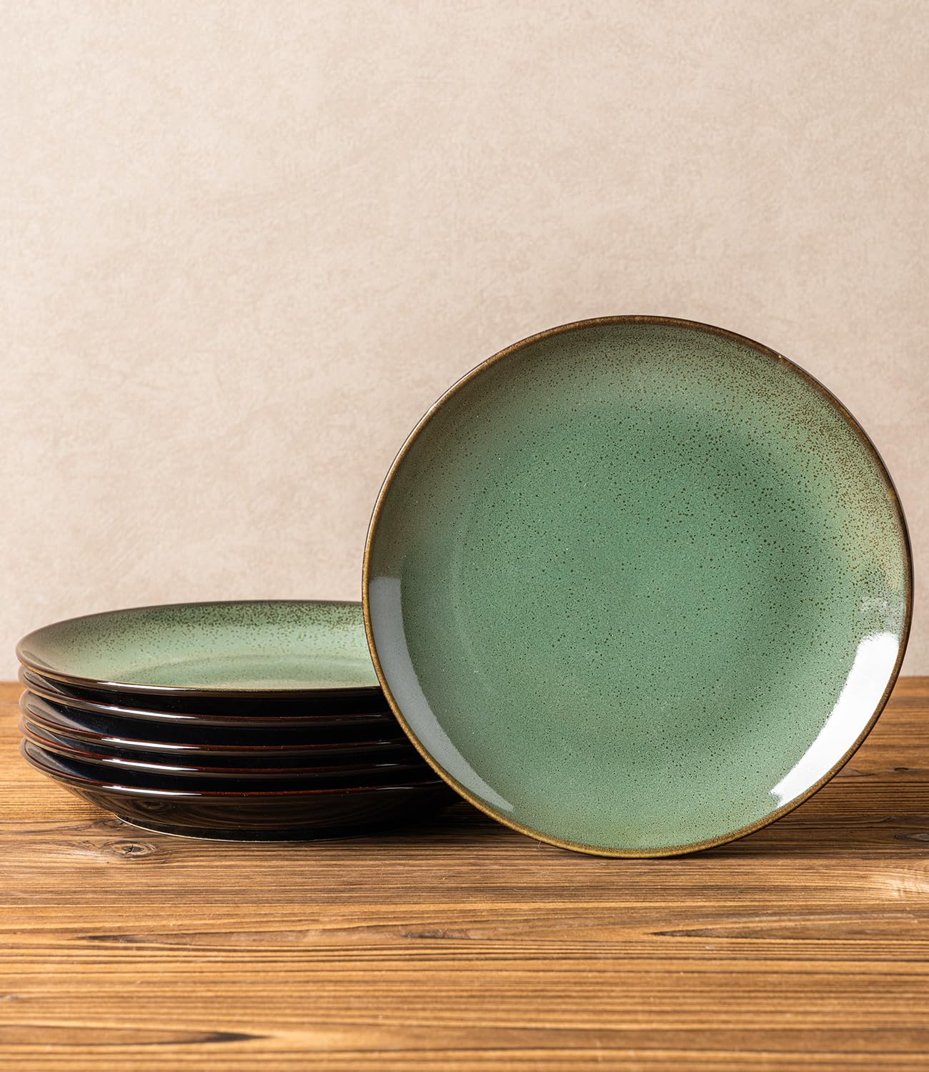 LERATIO Ceramic Dinner Plates Set of 6,10.5 Inch Reactive Glaze Plates | Porcelain Coupe Shape Dinnerware Dishes Set for Kitchen,Oven& Microwave & Dishwasher Safe,Scratch Resistant-Gray Blue