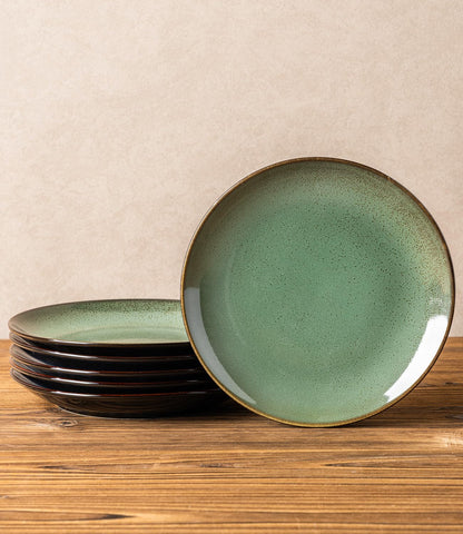 LERATIO Ceramic Dinner Plates Set of 6,10.5 Inch Reactive Glaze Plates | Porcelain Coupe Shape Dinnerware Dishes Set for Kitchen,Oven& Microwave & Dishwasher Safe,Scratch Resistant-Gray Blue