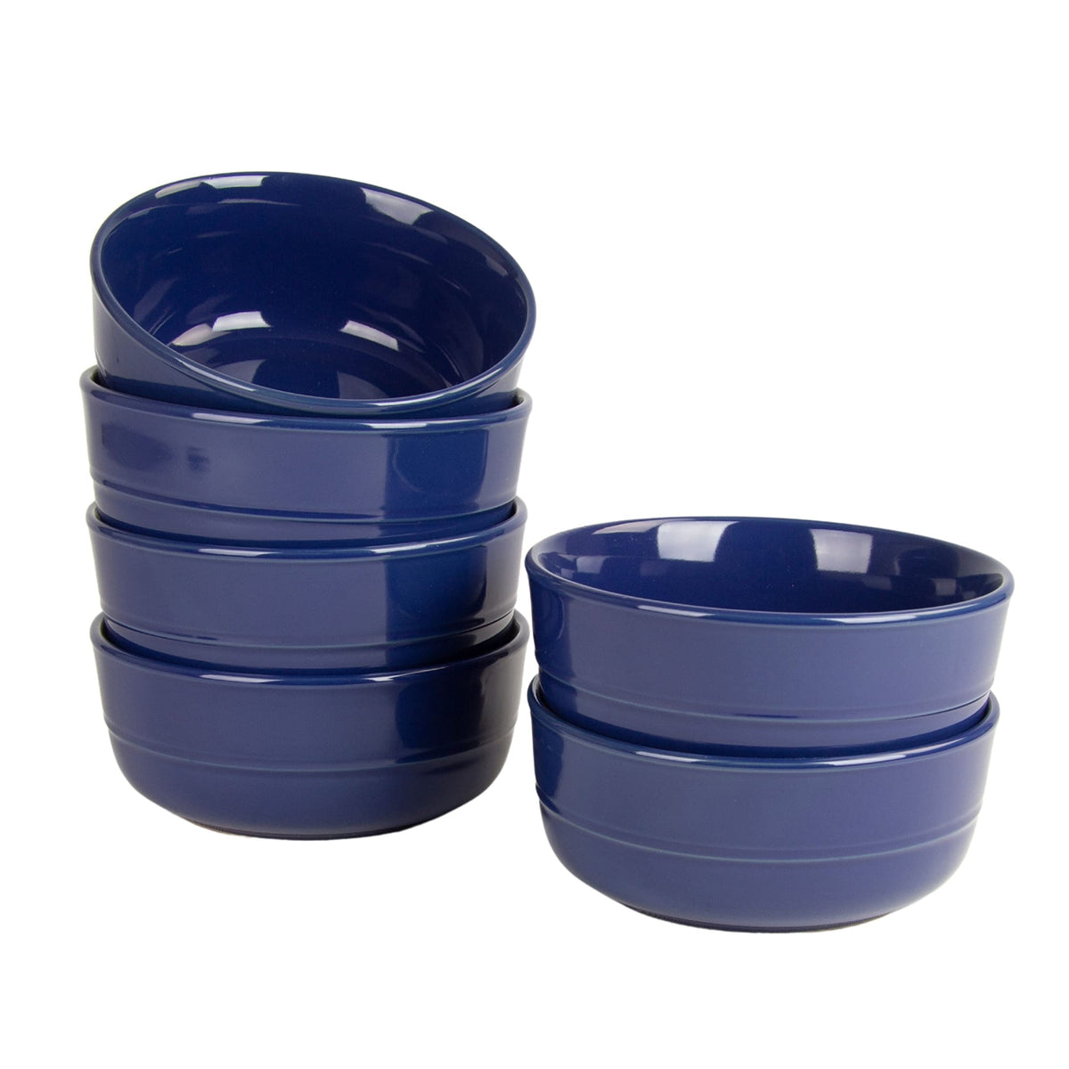 Double Line 8.25" Salad Plate, Set of 6, Cobalt Blue
