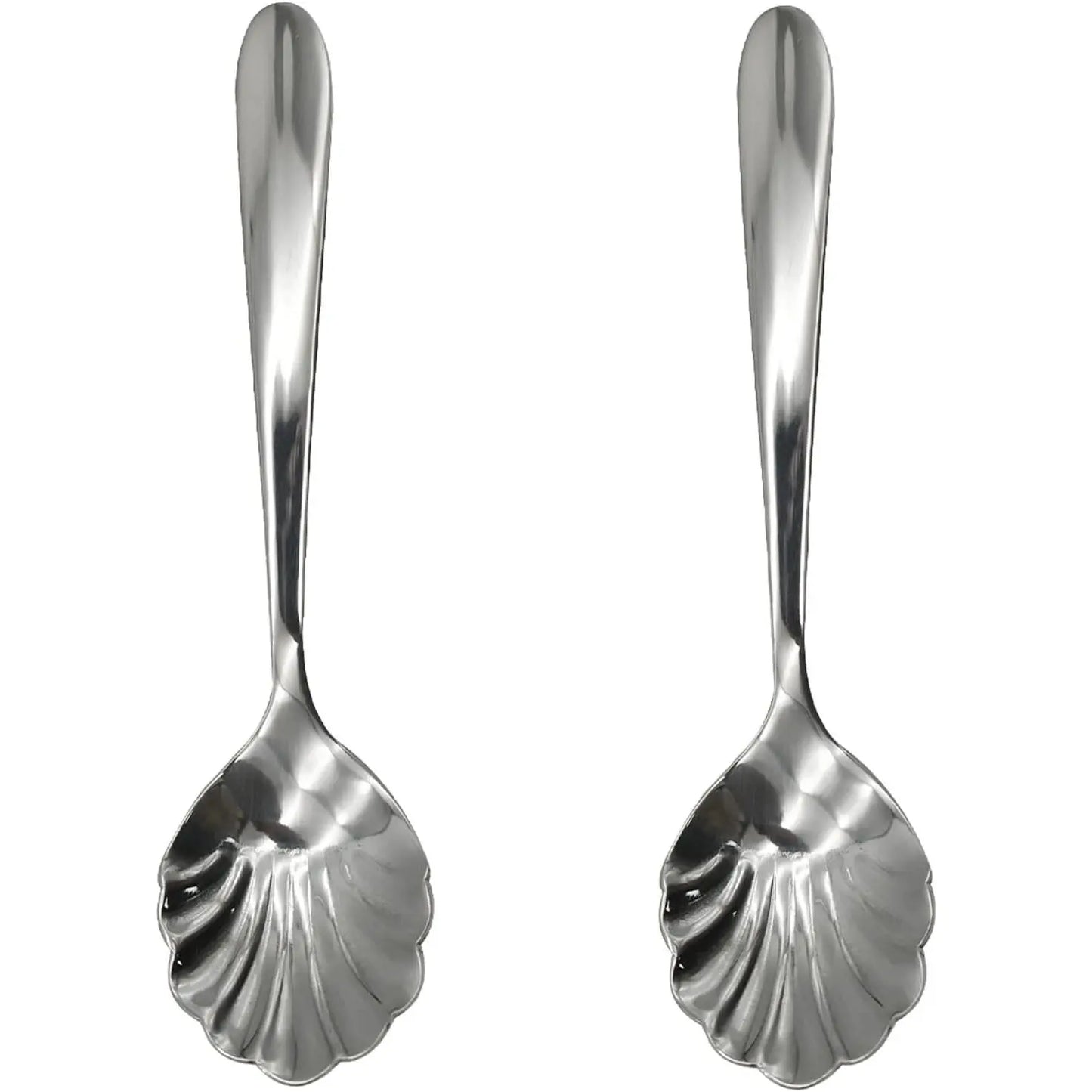 2-Piece Vintage Shell-Shaped Spoons, 4.96-inch 18/10 Stainless Steel Cutlery for Afternoon Tea & Dessert, Shell Shape, Baby, 4.96In, No Warning Applicable, Tableware, Two Piece Set