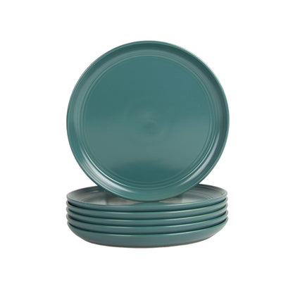 Double Line 8.25" Salad Plate, Set of 6, Cobalt Blue