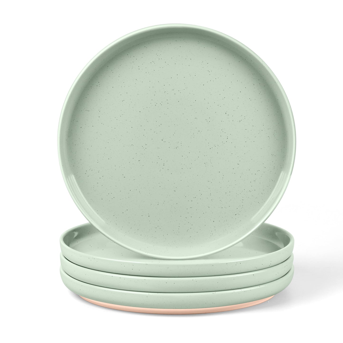 LIANYU Dinner Plates Set of 4, 10.5 Inch Stoneware Plate for Kitchen Dining, Large & Round Ceramic Salad Dishes Set, Microwave, Oven & Dishwasher Safe, Scratch Resistant, Stackable, Snowy White