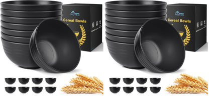 HOTEC BPA Free Unbreakable Wheat Straw Cereal Bowls - Microwave & Dishwasher Safe Soup and Salad Bowls, Set of 8, 26oz, Multicolor