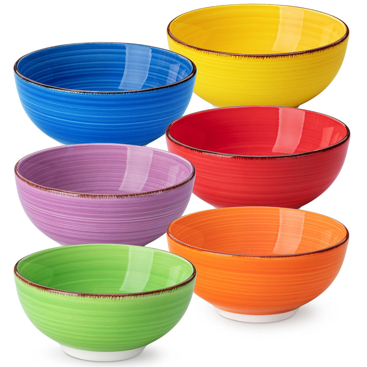 vancasso Bonita 12 Oz Small Bowls Set of 6, Ceramic Mini Dessert & Dipping Dishes, 5" Kids Bowls for Dip and Snacks, Microwave Safe Multicolor