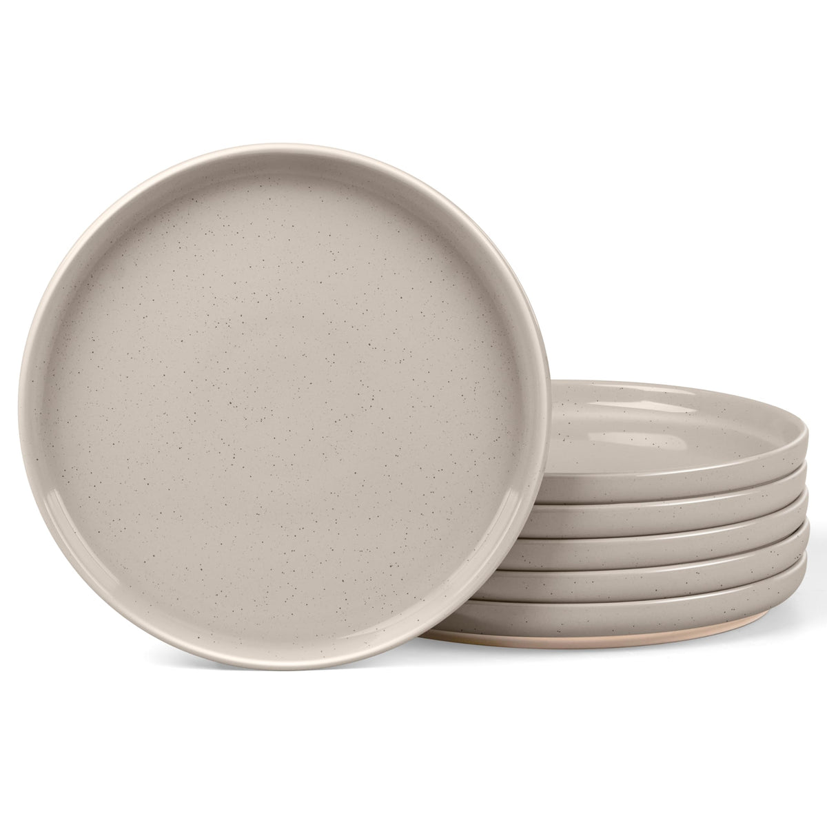 LIANYU Dinner Plates Set of 4, 10.5 Inch Stoneware Plate for Kitchen Dining, Large & Round Ceramic Salad Dishes Set, Microwave, Oven & Dishwasher Safe, Scratch Resistant, Stackable, Snowy White