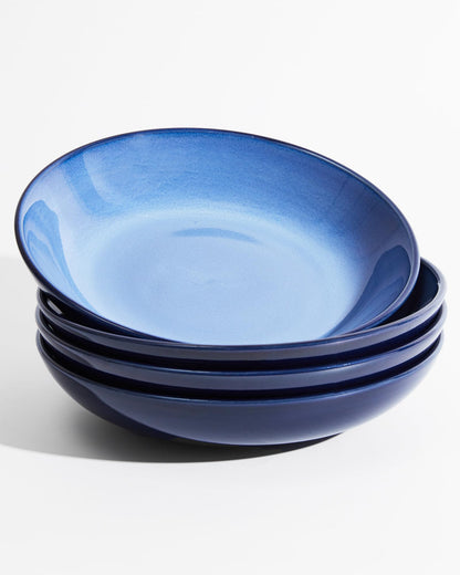 8.75 Inch Large Ceramic Pasta Bowls, 32 Oz Reactive Glaze Stoneware Pasta Serving Bowls Set of 4 for Kitchen, Wide Bowls for Fruit,Pasta,Salad,Soup, Scratch Resistant-Brown and Green