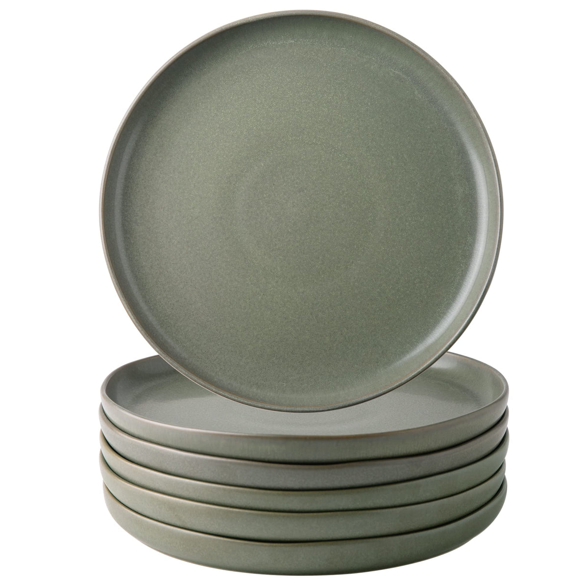AmorArc Ceramic Dinner Plates Set of 6, 10.25 Inch Stoneware Dishes Set | Wavy Rim Shape Dinnerware Plates for Kitchen, Microwave & Dishwasher Safe, Scratch Resistant-Matte Black