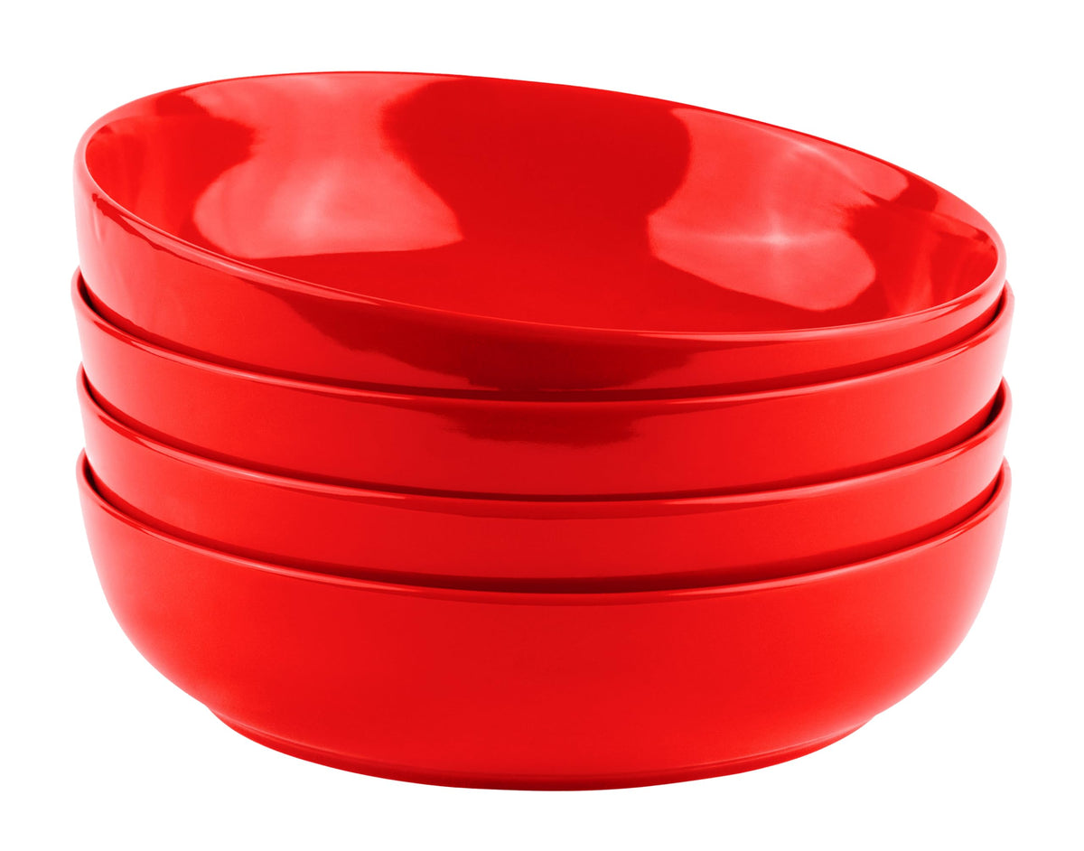 KooK Pasta Bowl, Salad Bowls, Bowls, Serving Bowls, Soup, Ceramic, Large Capacity, Microwave & Dishwasher Safe, Set of 4, 40 Oz, (White)