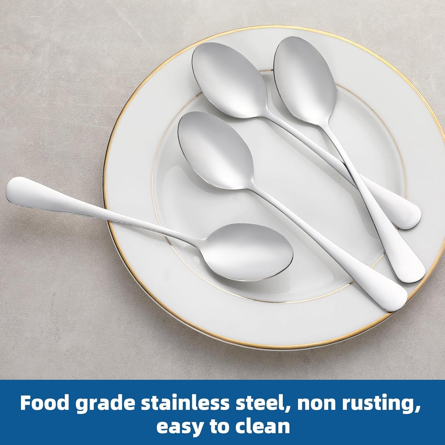 12 Pcs Teaspoons Set, Food-Grade Stainless Steel Spoons Silverware, Cutlery Tea Spoons, Durable Dessert Spoons, Metal Spoon for Home, Kitchen or Restaurant, Mirror Polished, Dishwasher Safe 6.7 Inch