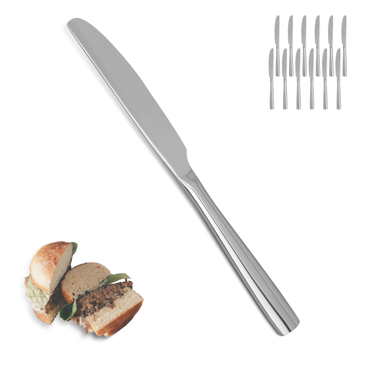 SANTUO 12 Pcs Silverware Set with 6 Steak Knives and 6 Dinner Forks,Flatware Set with Top Food Grade Stainless Steel,Tableware Cutlery Set For Home Restaurant Hotel, Mirror Finish, Dishwasher Safe