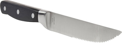 Amazon Basics 8-Piece Full Tang Stainless Steel Serrated Steak Knife Set, 4.5", Black