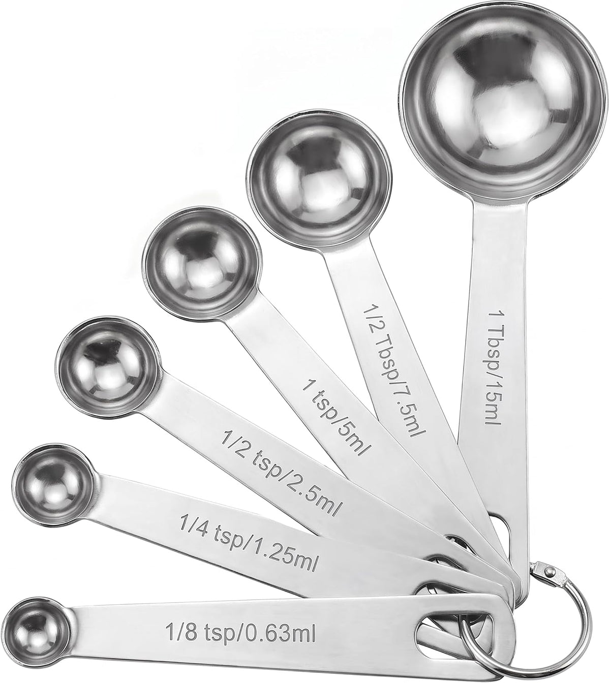 Measuring Spoons, Premium Heavy Duty Stainless Steel Measuring Spoons Cups Set, Small Tablespoon with Metric and US Measurements, Set of 6 for Measuring Dry and Liquid Ingredients