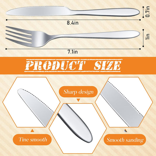 Nuenen 200 Pcs Forks and Knives Stainless Steel Silverware Set Include 100 Dinner Forks and 100 Knives Flatware tableware Cutlery Set for Home Restaurant, Mirror Polished, Dishwasher Safe