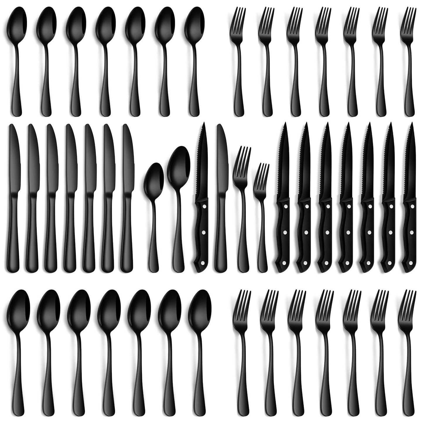 PHILIPALA 72 Pcs Silverware Set with Steak Knives Food-Grade Stainless Steel Flatware Set for 12 Mirror Cutlery Include Forks Spoons and Knives Set Dishwasher Safe Utensil Sets for Home Restaurant