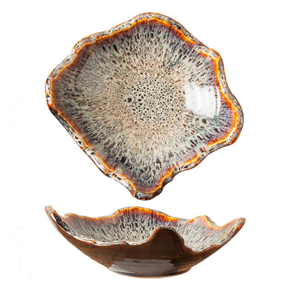 8" Small Ceramic Decorative Bowl 1 Pice – Irregular Rim Reactive Glaze Candy Bowl, Berry Bowl, Entryway Catchall, Japanese Style Fruit Dish for Tabletop or Home Decor (Green Reactive Glaze)