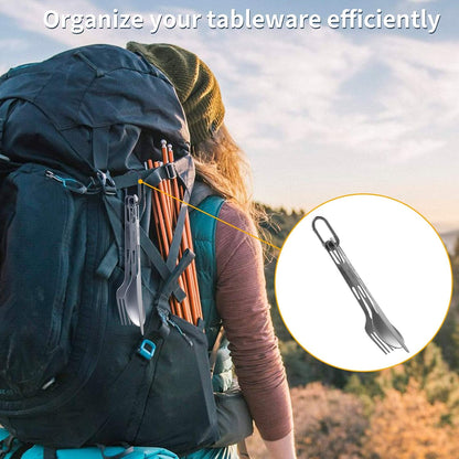 OUTXE Titanium Flatware Knife Fork Spoon Set Lightweight Ti Camping Utility Cutlery Set with Carrying Bag for Traveling Picnic Hiking | with Carrying Bag for Traveling Picnic Hiking