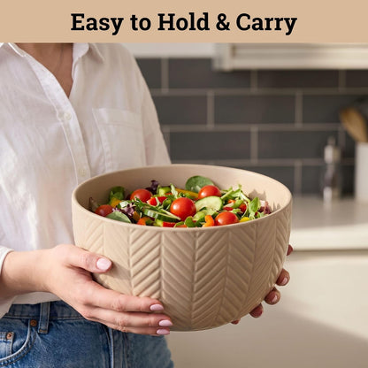 Ceramic Mixing Bowls Set of 4 pcs, Colorful Nesting Bowls 5, 3, 1, 0.5 Qt | Thick, Durable, Scratch Resistant Ceramic, Nesting Set of 4, Dishwasher, Freezer, Microwave, and Oven Safe, Wide Stable Base
