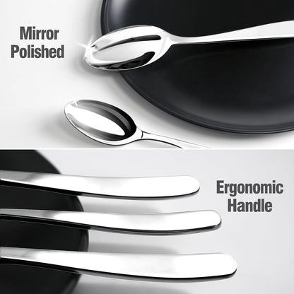 18/10 Silverware Set for 8, 40 Piece Stainless Steel Flatware Set Cutlery | Rust Proof Mirror Polished knives Forks Spoons Utensils, Dishwasher Safe for Dinner Home Kitchen,Wedding Party