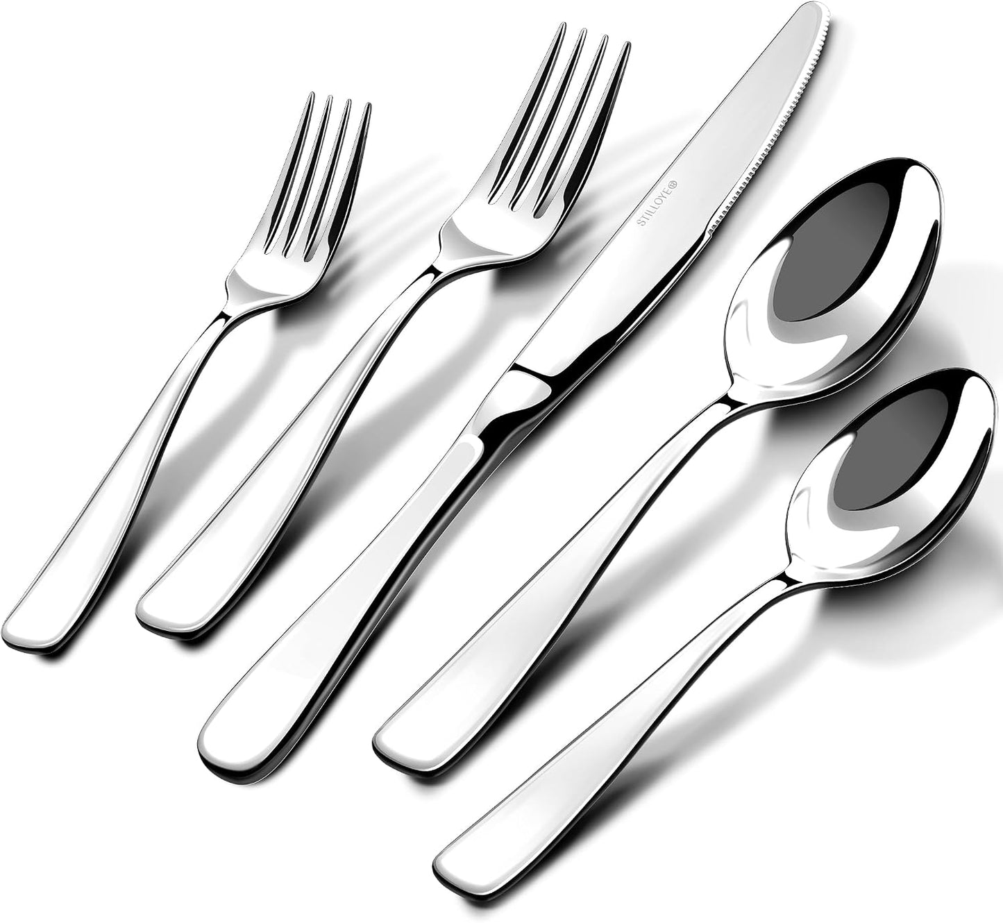 18/10 Silverware Set for 8, 40 Piece Stainless Steel Flatware Set Cutlery | Rust Proof Mirror Polished knives Forks Spoons Utensils, Dishwasher Safe for Dinner Home Kitchen,Wedding Party