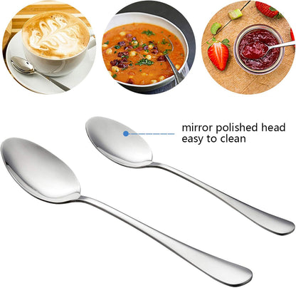 Silverware Set Service for 2, E-far 10-Piece Stainless Steel Flatware Set Cutlery Sets, Include Knife/Fork/Spoon, Simple & Classic Design, Easy Clean & Dishwasher Safe