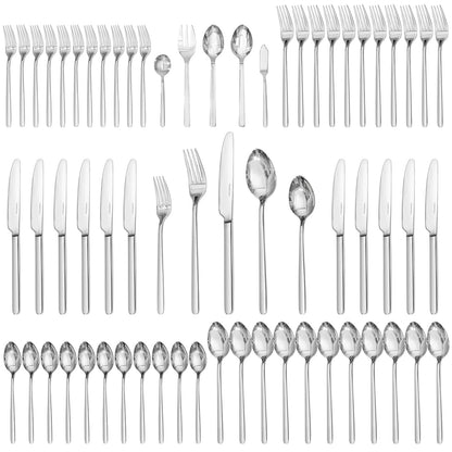 40 Piece Silverware Set, Flatware Set for 8, 18/10 Stainless Steel Cutlery Set Mirror Polished Modern Design Dishwasher Safe