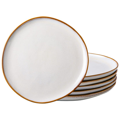 AmorArc Ceramic Dinner Plates Set of 6, 10.5 Inch Stoneware Plates Set | Handmade Reactive Glaze Plates, Rustic Shape Dinnerware Dish Set for Kitchen, Microwave & Dishwasher Safe, Scratch Resistant