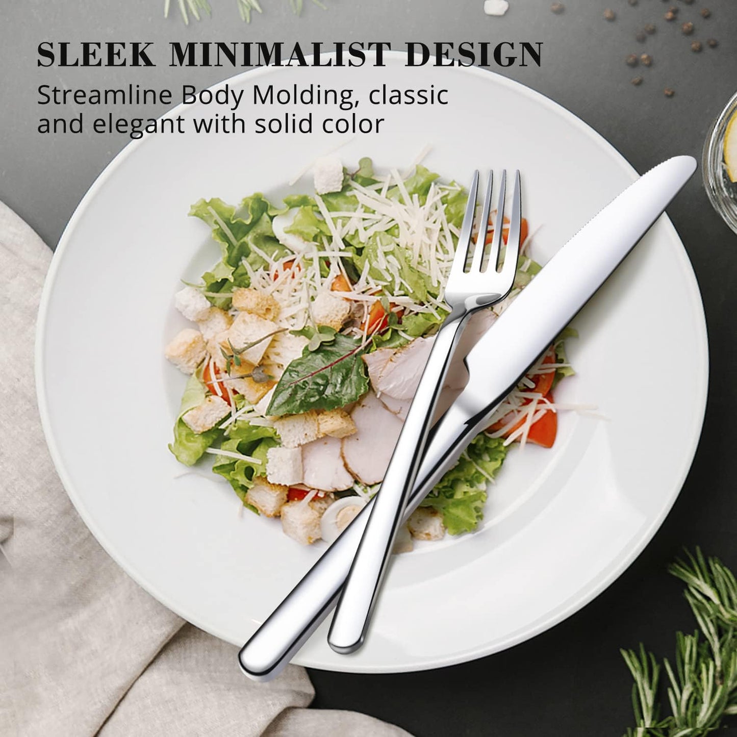 40 Piece Silverware Set, Flatware Set for 8, 18/10 Stainless Steel Cutlery Set Mirror Polished Modern Design Dishwasher Safe
