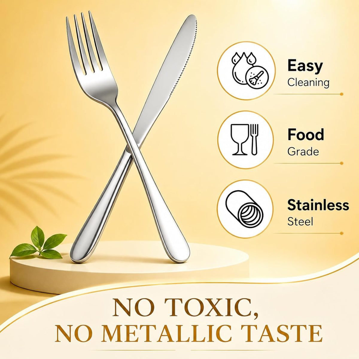 50 Pcs Forks and Knives Set | Stainless Steel Silver Fork and Knife Set for Kitchen Restaurant Home (Fork: 8.27 x 0.79 In, Knife: 8.1 x 0.79 In)