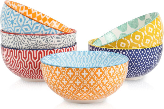 Selamica Ceramic Cereal Bowls Set of 6, 24 Oz Deep Soup Bowls for Kitchen | 5.9 Inch Dessert Bowls for Salad, Pasta, Oatmeal, Ramen, Microwave Dishwasher Safe, Assorted Colors