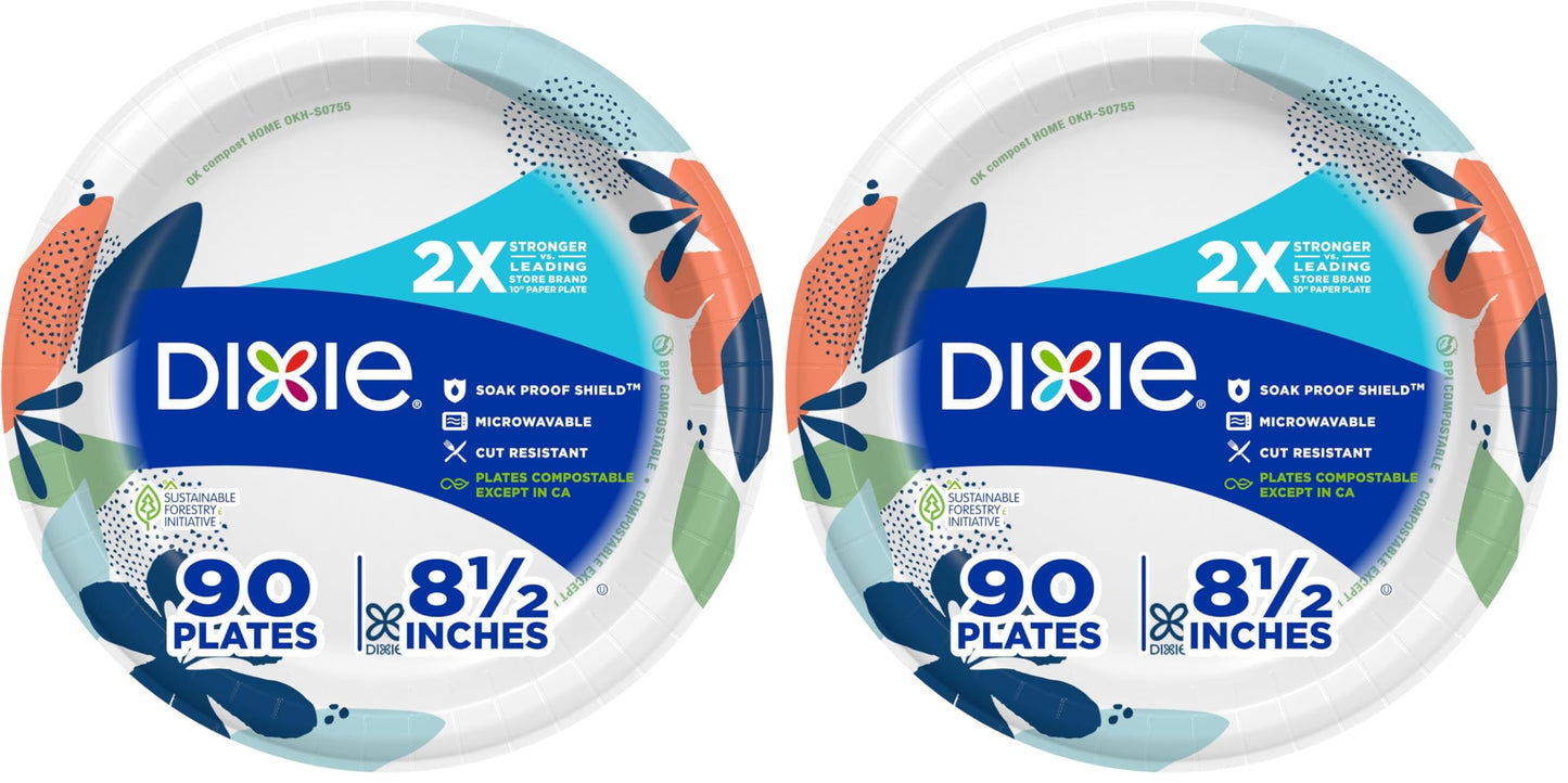 Dixie Large Paper Plates, 10 Inch, 150 Count, 2X Stronger*, Microwave-Safe, Soak-Proof, Cut Resistant, Disposable Plates For Everyday Breakfast, Lunch, & Dinner Meals