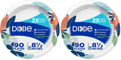 Dixie Large Paper Plates, 10 Inch, 150 Count, 2X Stronger*, Microwave-Safe, Soak-Proof, Cut Resistant, Disposable Plates For Everyday Breakfast, Lunch, & Dinner Meals