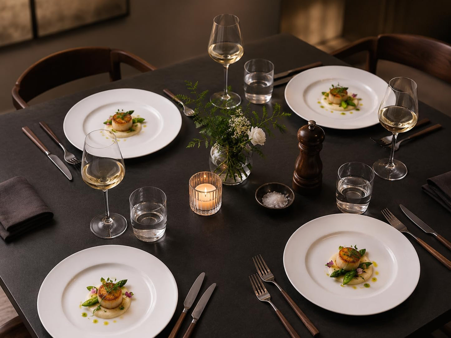 White Ceramic Dinner Plates Set of 4, 10 Inch Porcelain Dinner Plates for Salad, Pasta, and Steak – Microwave and Dishwasher Safe Dinnerware