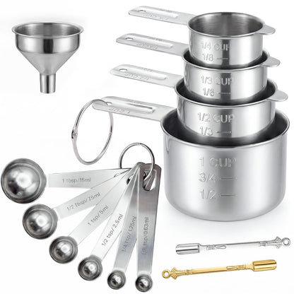 Measuring Spoons, Premium Heavy Duty Stainless Steel Measuring Spoons Cups Set, Small Tablespoon with Metric and US Measurements, Set of 6 for Measuring Dry and Liquid Ingredients