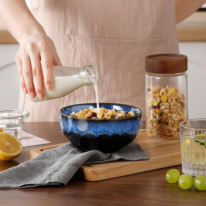 vancasso Starry 24oz Bowls for Soup, Ceramic Blue bowls Set of 4 | Deep Bowls for Cereal, Salad and Oatmeal, Dishwasher & Microwave Oven Safe