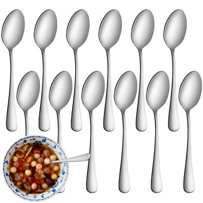 12 Pcs Teaspoons Set, Food-Grade Stainless Steel Spoons Silverware, Cutlery Tea Spoons, Durable Dessert Spoons, Metal Spoon for Home, Kitchen or Restaurant, Mirror Polished, Dishwasher Safe 6.7 Inch