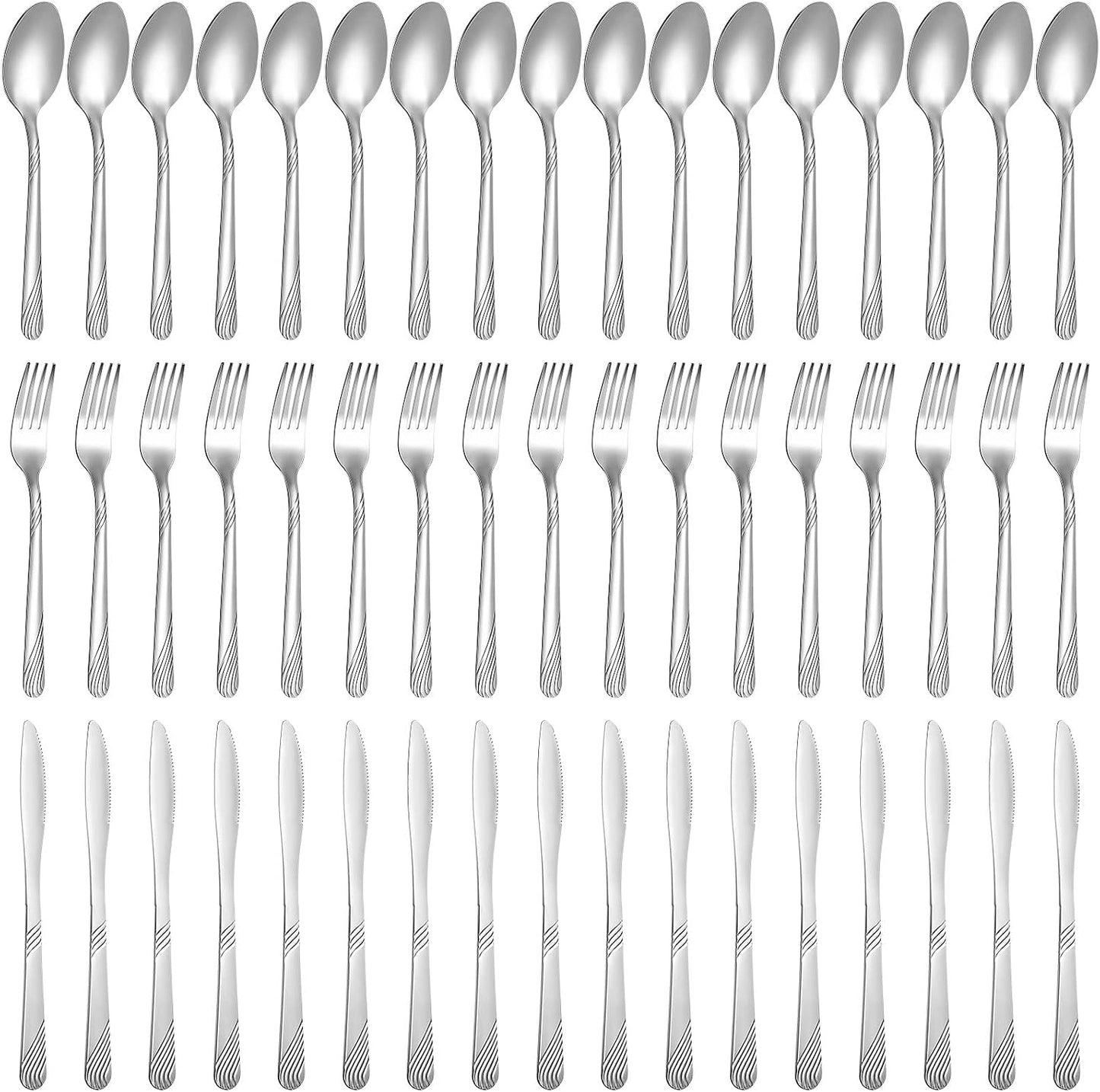 Minatee 201 Pcs Thin Silverware Set Stainless Steel Flatware Sets Service for 67 Silver Cutlery Set Serving Utensils Sits Includes Knife Fork Spoon for Home Kitchen Restaurant Dishwasher Safe