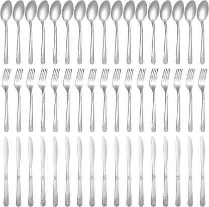 Minatee 201 Pcs Thin Silverware Set Stainless Steel Flatware Sets Service for 67 Silver Cutlery Set Serving Utensils Sits Includes Knife Fork Spoon for Home Kitchen Restaurant Dishwasher Safe