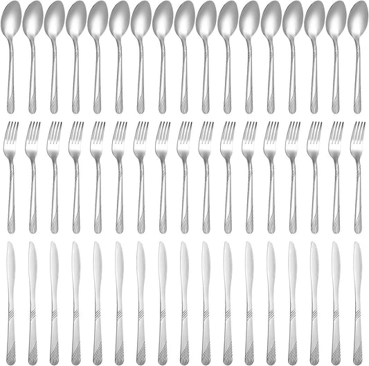 Minatee 201 Pcs Thin Silverware Set Stainless Steel Flatware Sets Service for 67 Silver Cutlery Set Serving Utensils Sits Includes Knife Fork Spoon for Home Kitchen Restaurant Dishwasher Safe