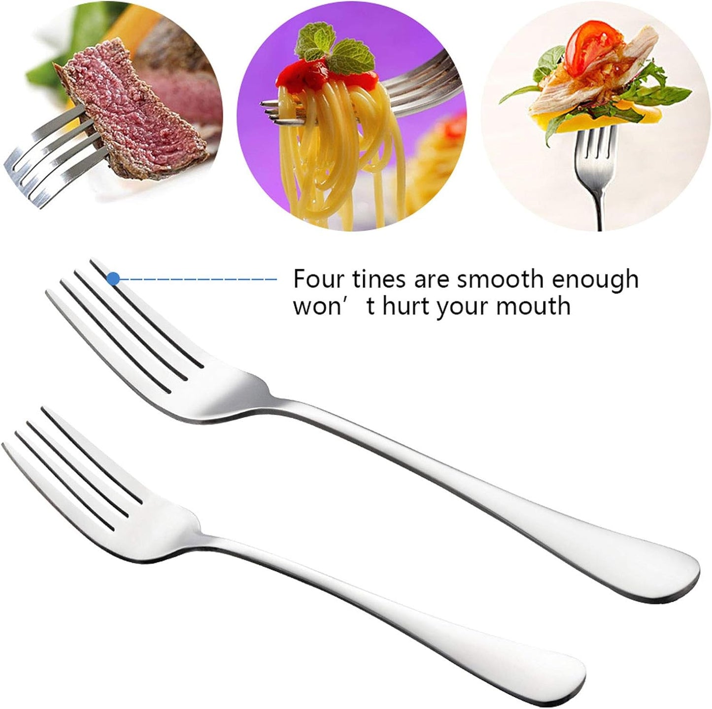 Silverware Set Service for 2, E-far 10-Piece Stainless Steel Flatware Set Cutlery Sets, Include Knife/Fork/Spoon, Simple & Classic Design, Easy Clean & Dishwasher Safe