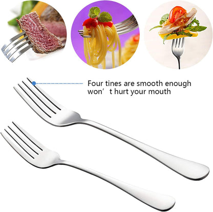 Silverware Set Service for 2, E-far 10-Piece Stainless Steel Flatware Set Cutlery Sets, Include Knife/Fork/Spoon, Simple & Classic Design, Easy Clean & Dishwasher Safe