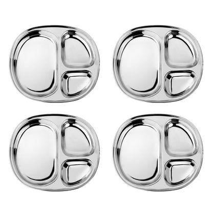 Ahimsa Stainless Steel Kids Dinnerware Set, Classic Stainless, 5-Piece Set | Includes Divided Plate, Cup, Bowl, Fork & Spoon, Pediatrician Designed Toddler Plates, Non-Toxic & BPA Free, Dishwasher Safe
