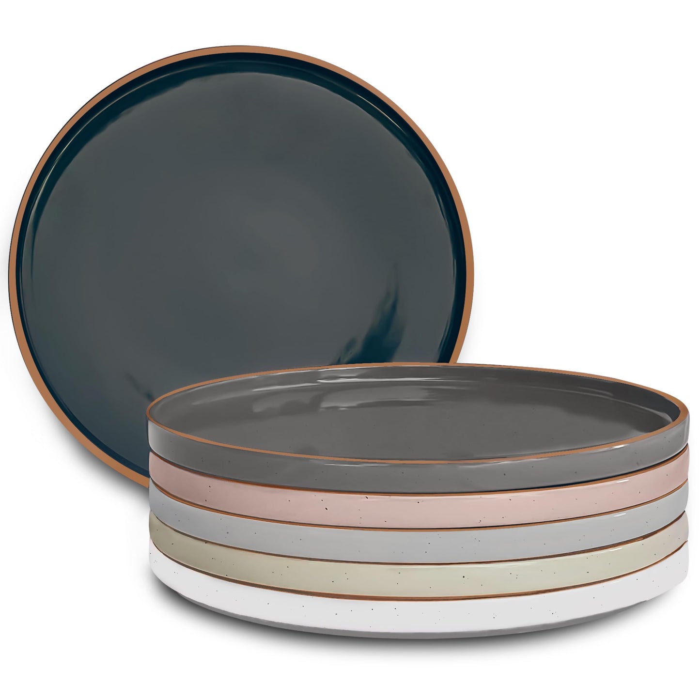 Mora 10.5-inch Porcelain Dinner Plate Set of 6 - Microwave/Oven/Dishwasher Safe, Scratch Resistant, Vanilla White