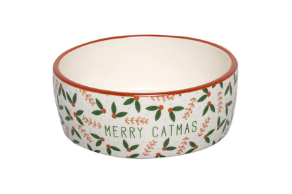 Pearhead Ceramic Cat Bowl, Holds 12 oz, Blue Dots | Whisker-Friendly Pet Dish for Food and Water, Ceramic Pet Bowl, Dog or Cat Feeding, Modern Pet Home Decor, Pet Parent Gift