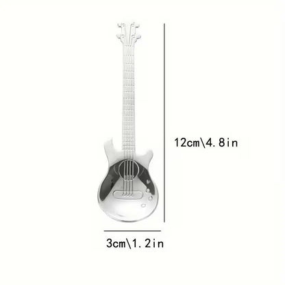7pcs Stainless Steel Spoon Set, Guitar Shape Coffee Stirrer, Ice Bar Music Bar Spoon, Ideal for Home, Restaurant, Café, Party, Coffee Spoons